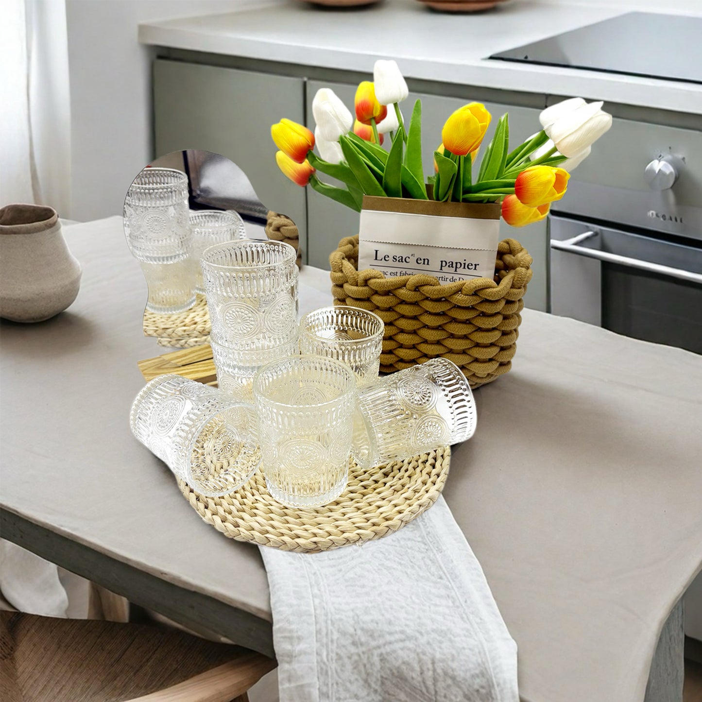 Wassergläser Gläser Trinkgläser, 6er Set, aus Glas, Sonnenblume -300ml