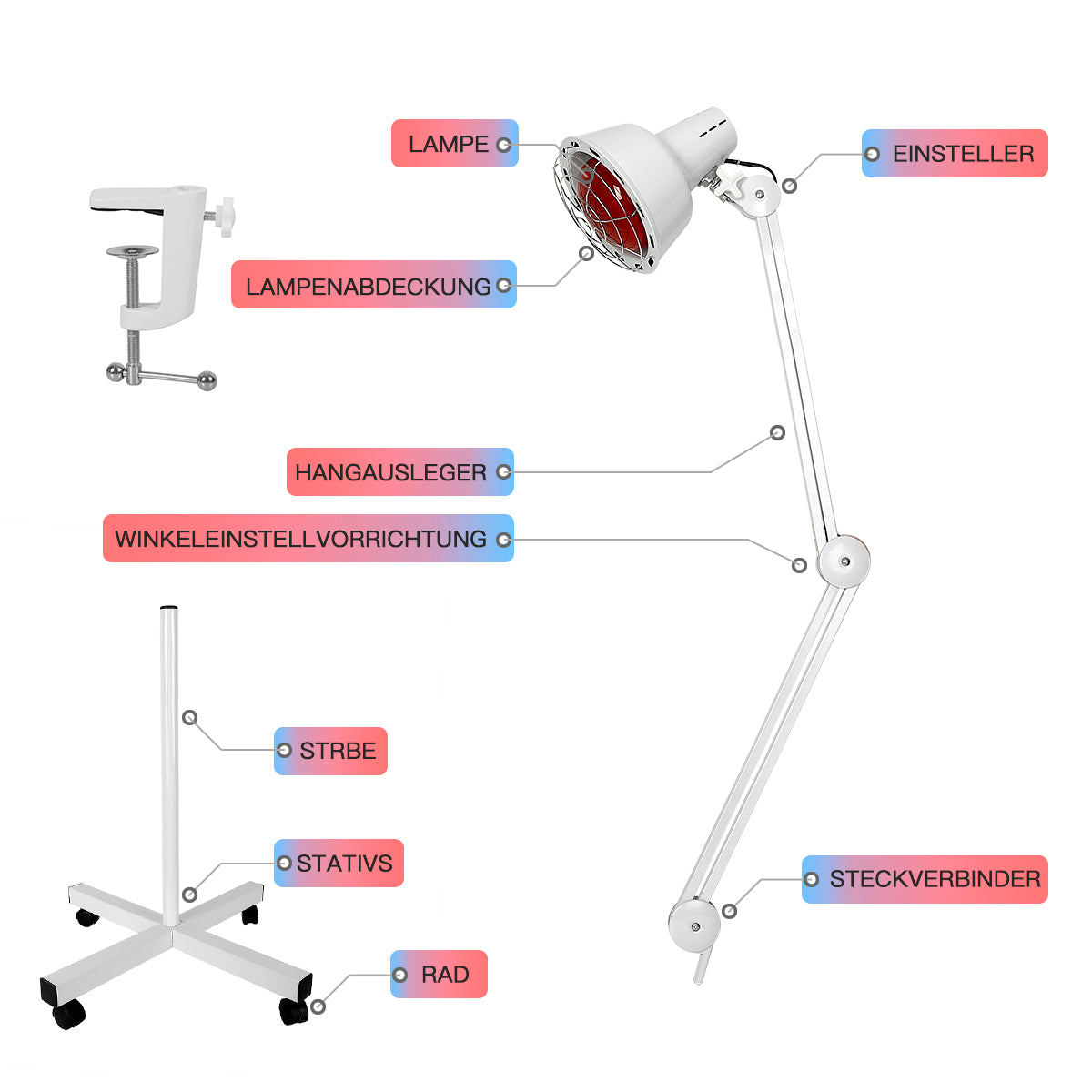 Infrarotlampe, 275W Behandlung von Erkältungen und Muskelverspannungen
