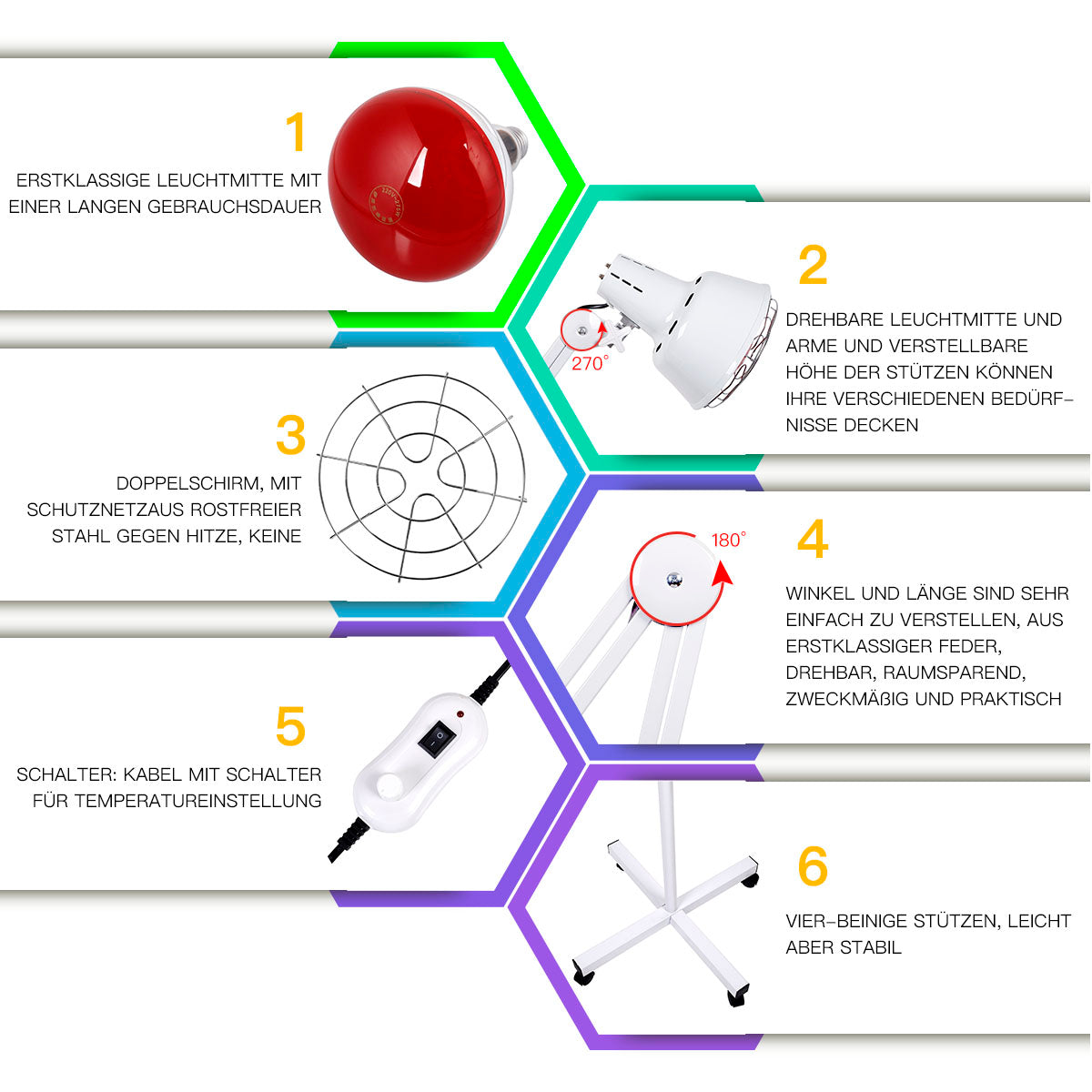 Infrarotlampe, 275W Behandlung von Erkältungen und Muskelverspannungen