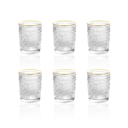 Wassergläser Gläser Trinkgläser, 6er Set, Sonnenblume metallkante - 300ml