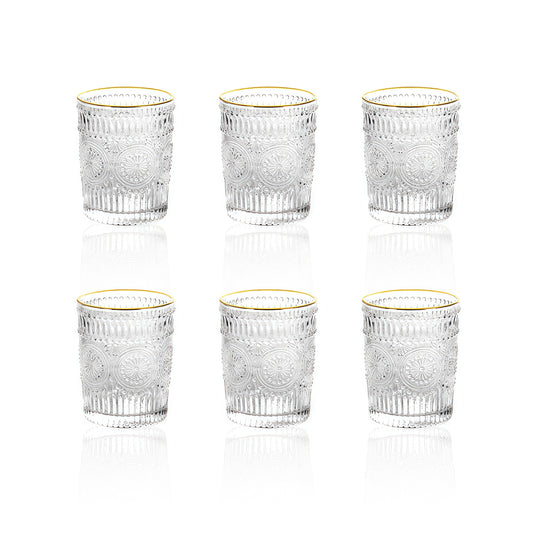 Wassergläser Gläser Trinkgläser, 6er Set, Sonnenblume metallkante - 300ml