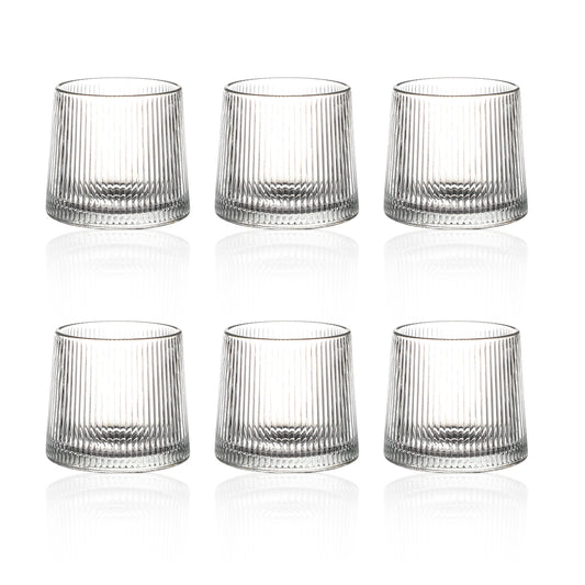 Wassergläser Gläser Trinkgläser, 6er Set, Whiskyglas Streifen - 150ml