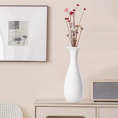 Weiße Keramikvase 2er-Set, Kleine Vase für Wohnzimmer, Abendessen Tisch