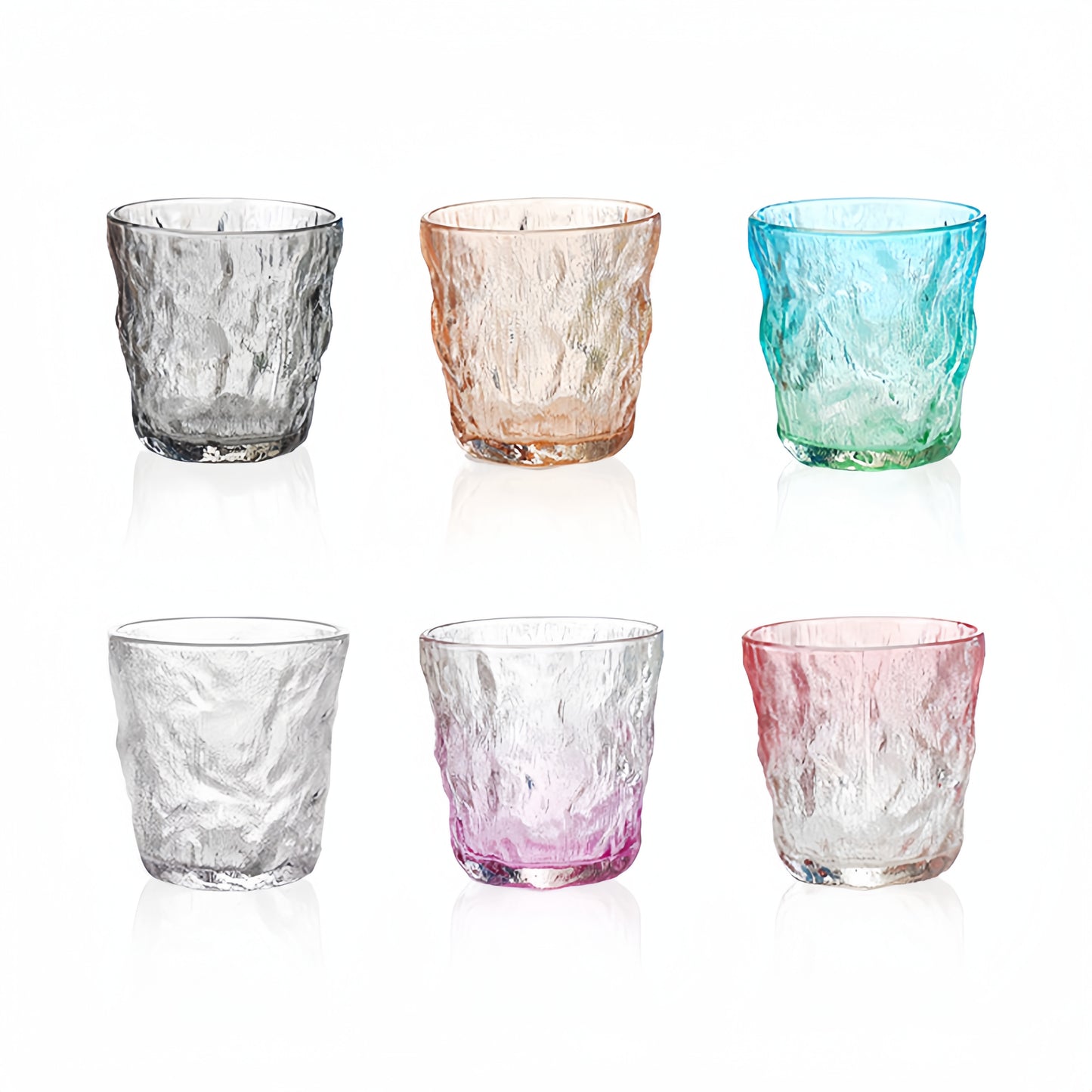Wassergläser Gläser Trinkgläser, 6er Set, aus Glas Gletscher 6 Farben - 300ml