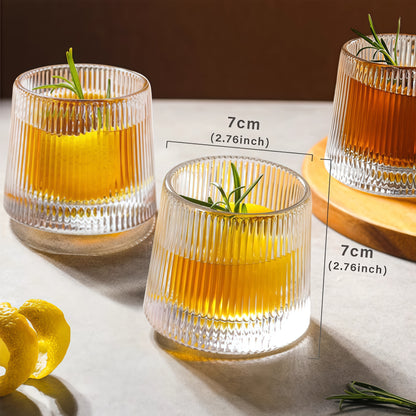 Wassergläser Gläser Trinkgläser, 6er Set, Whiskyglas Streifen - 150ml