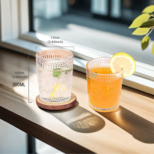 Wassergläser Gläser Trinkgläser, 6er Set, aus Glas, Sonnenblume -300ml