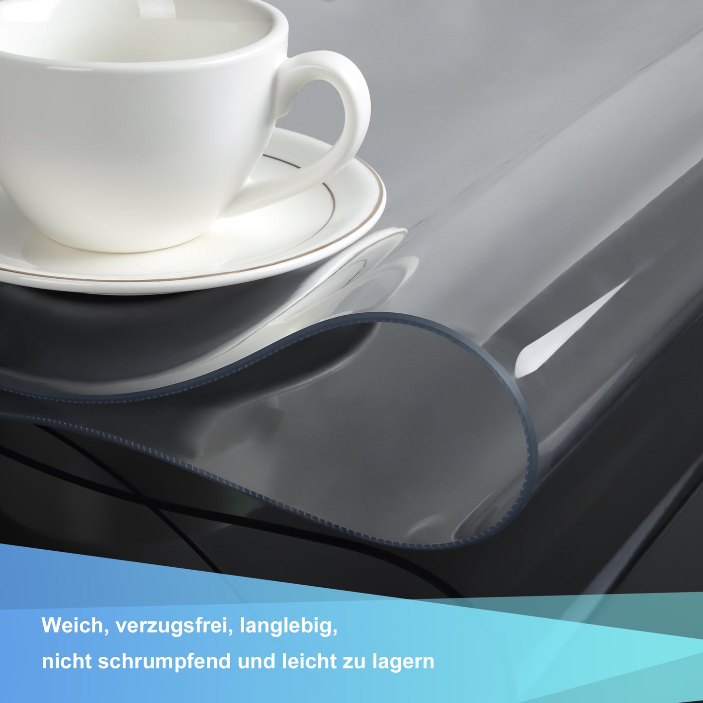 Glasklar Folie 2mm,abgeschrägte Kante, Tischfolie PVC transparent, Größe wählbar