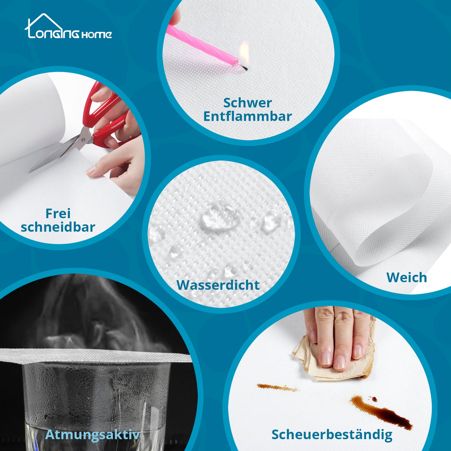 Tischdeckenrolle, 1.1 × 30M, Einweg Vlies Stoffähnlich TischdeckeRolle