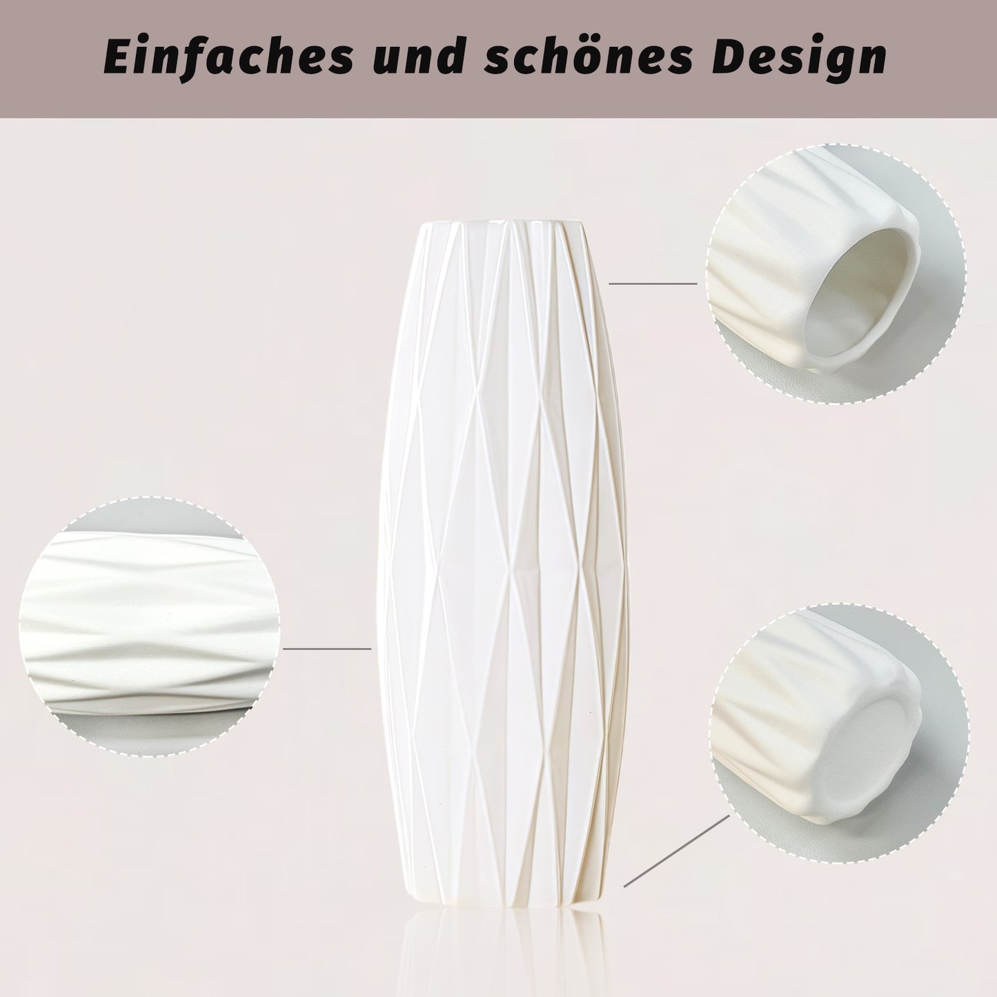 Weiße Keramikvase 2er-Set, Kleine Vase für Wohnzimmer, Abendessen Tisch