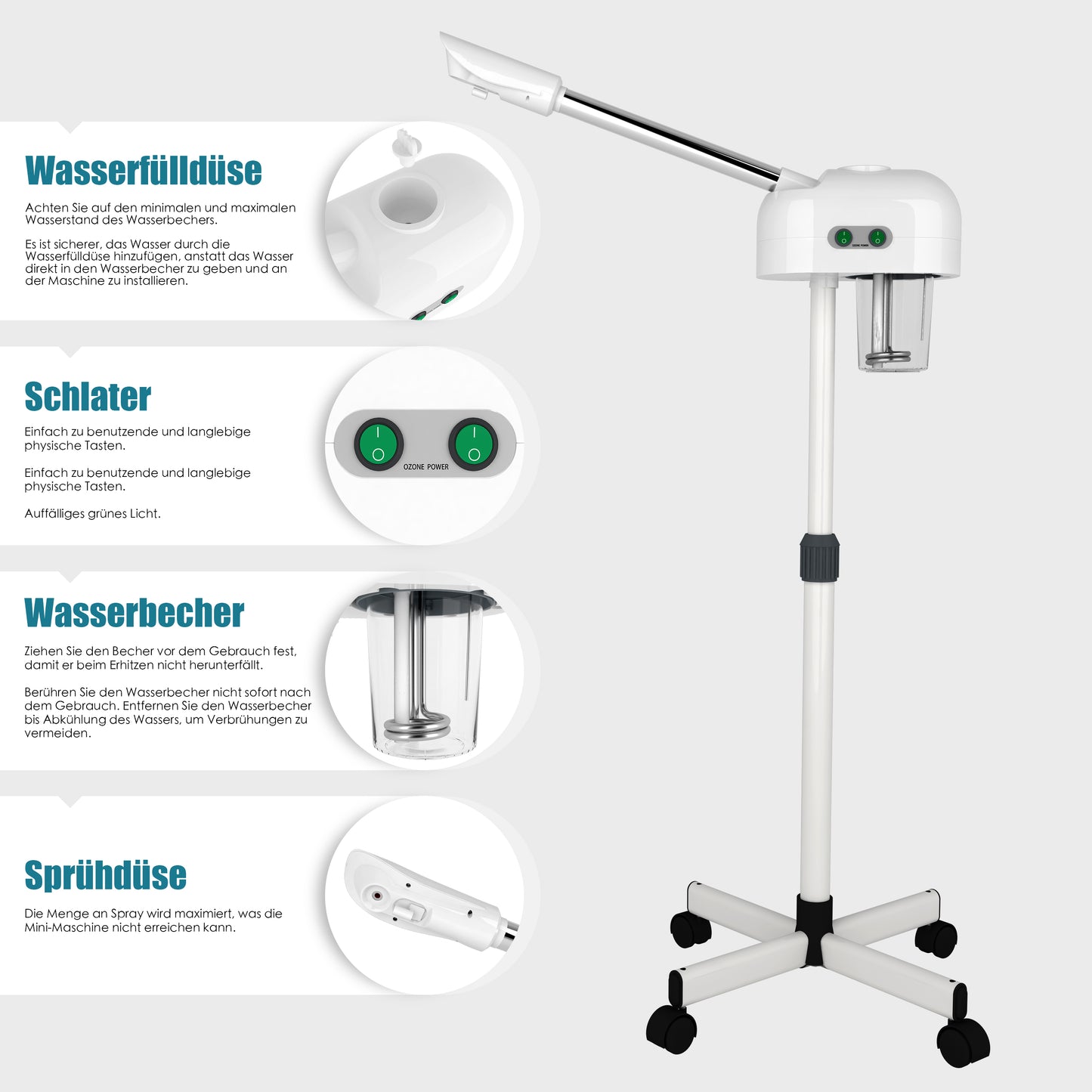 Gesichtsdampfer, Luftbefeuchter, Mitesser entfernen, Hautalterung ermäßigen