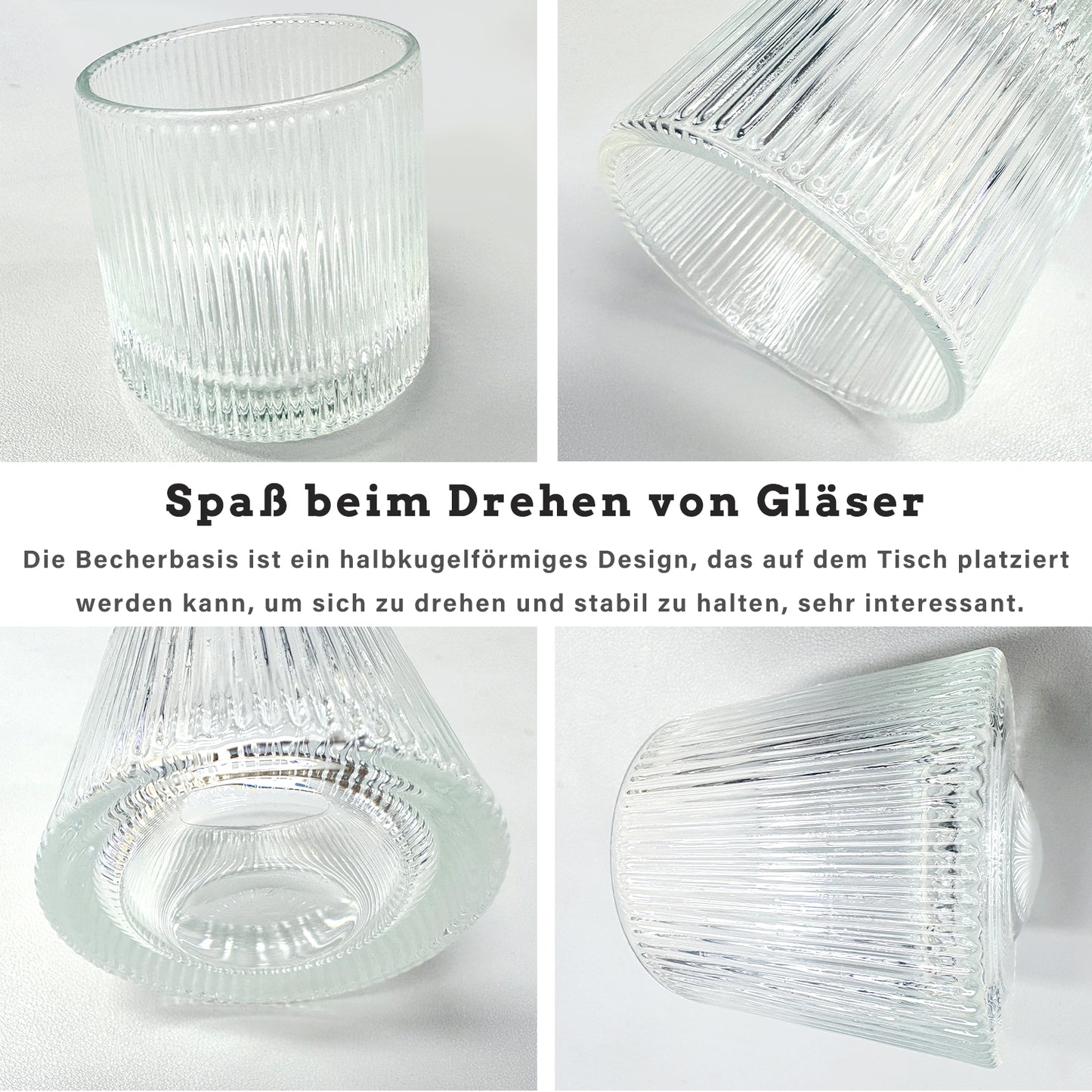 Wassergläser Gläser Trinkgläser, 6er Set, Whiskyglas Streifen - 150ml