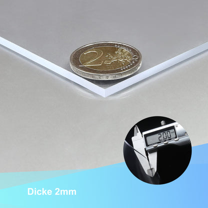 Glasklar Folie 2mm,abgeschrägte Kante, Tischfolie PVC transparent, Größe wählbar