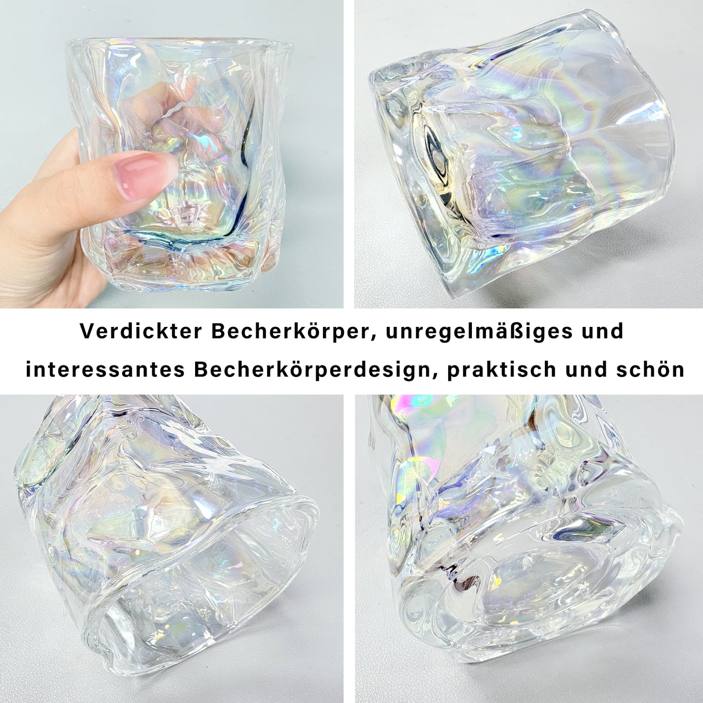 Wassergläser Gläser Trinkgläser, 6er Set, Verdrehter Becher Bunt - 230ml