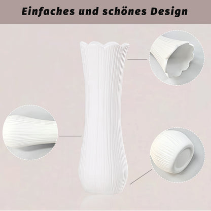 Weiße Keramikvase 2er-Set, Kleine Vase für Wohnzimmer, Abendessen Tisch