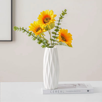 Weiße Keramikvase 2er-Set, Kleine Vase für Wohnzimmer, Abendessen Tisch