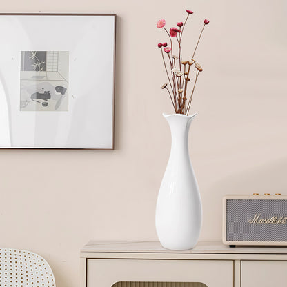 Weiße Keramikvase 2er-Set, Kleine Vase für Wohnzimmer, Abendessen Tisch