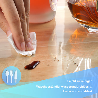 Glasklar Folie 2mm,abgeschrägte Kante, Tischfolie PVC transparent, Größe wählbar