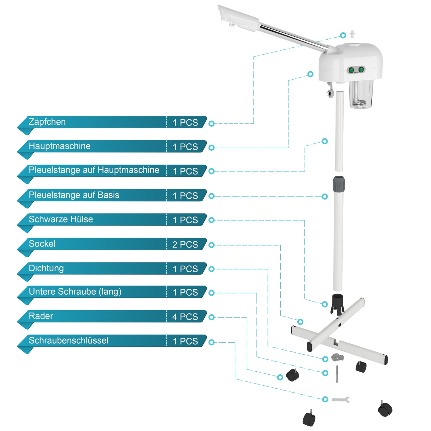 Gesichtsdampfer, Luftbefeuchter, Mitesser entfernen, Hautalterung ermäßigen