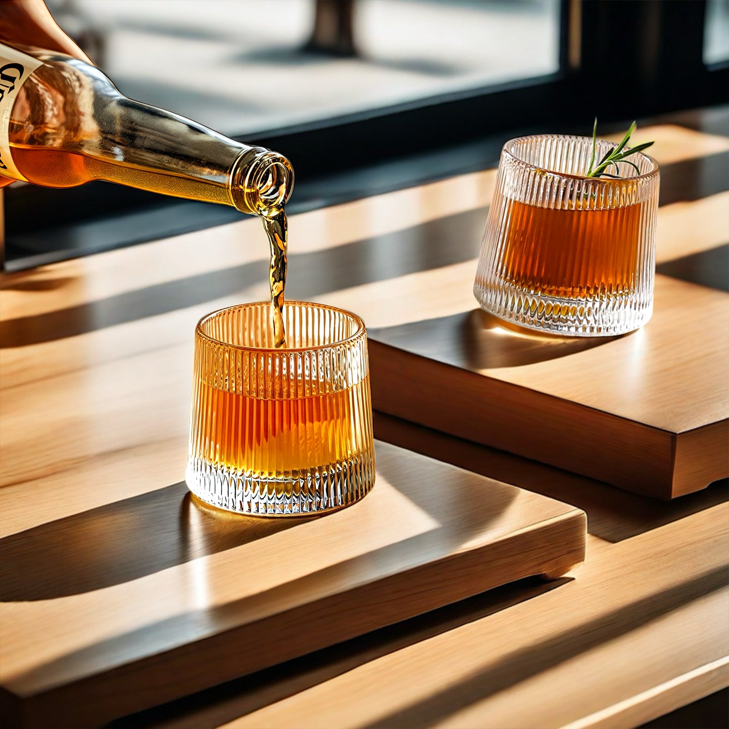 Wassergläser Gläser Trinkgläser, 6er Set, Whiskyglas Streifen - 150ml