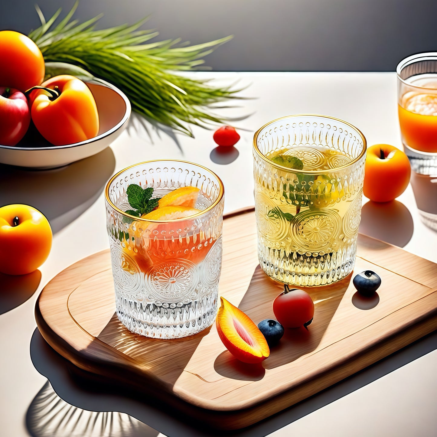 Wassergläser Gläser Trinkgläser, 6er Set, Sonnenblume metallkante - 300ml