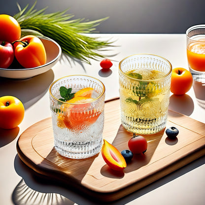 Wassergläser Gläser Trinkgläser, 6er Set, Sonnenblume metallkante - 300ml