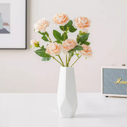 Weiße Keramikvase 2er-Set, Kleine Vase für Wohnzimmer, Abendessen Tisch