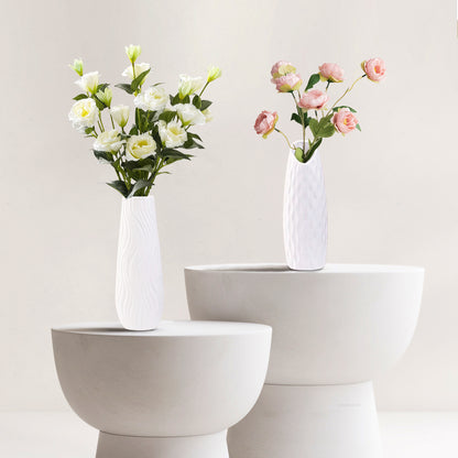 Weiße Keramikvase 2er-Set, Kleine Vase für Wohnzimmer, Abendessen Tisch