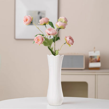 Weiße Keramikvase 2er-Set, Kleine Vase für Wohnzimmer, Abendessen Tisch